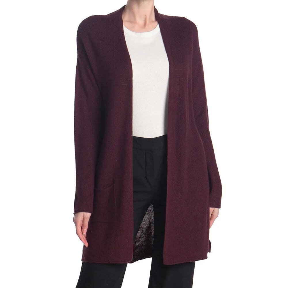 T TAHARI Pocket Cardigan In Bourgogne size XS NWT $98